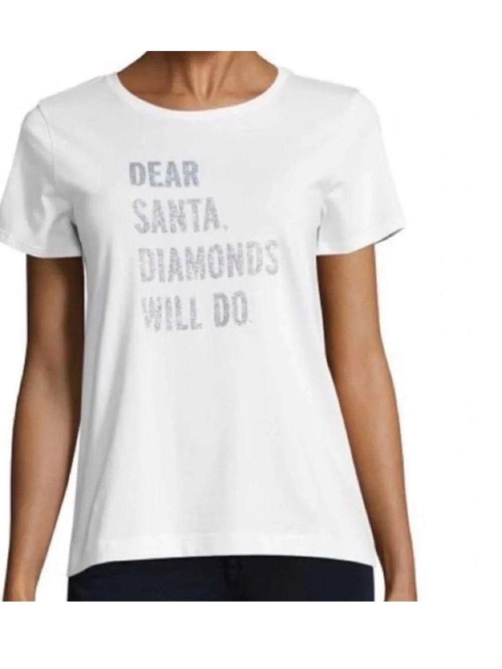 kate spade White Tee with Silver Glitter Graphic